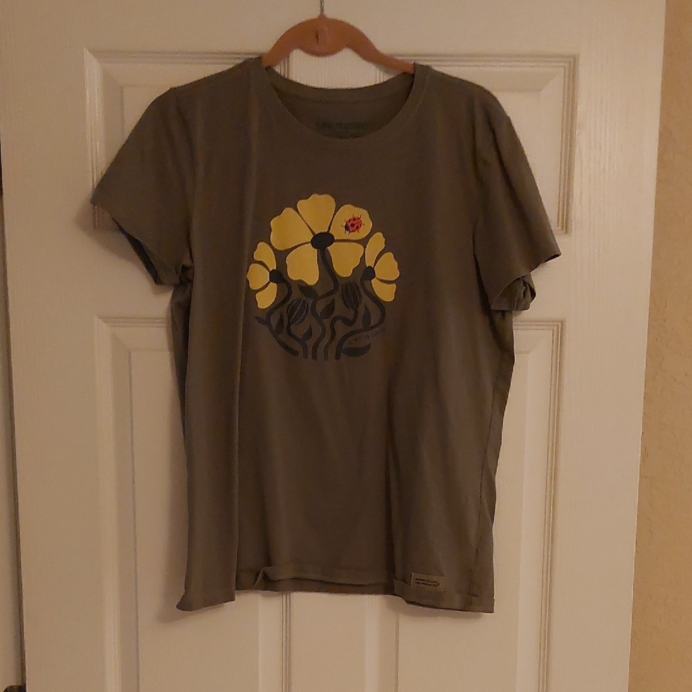 Graphic T-Shirt with Yellow Floral Design